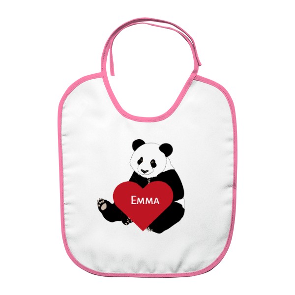 Bryndák s potiskem Bib Panda hearth with editable name