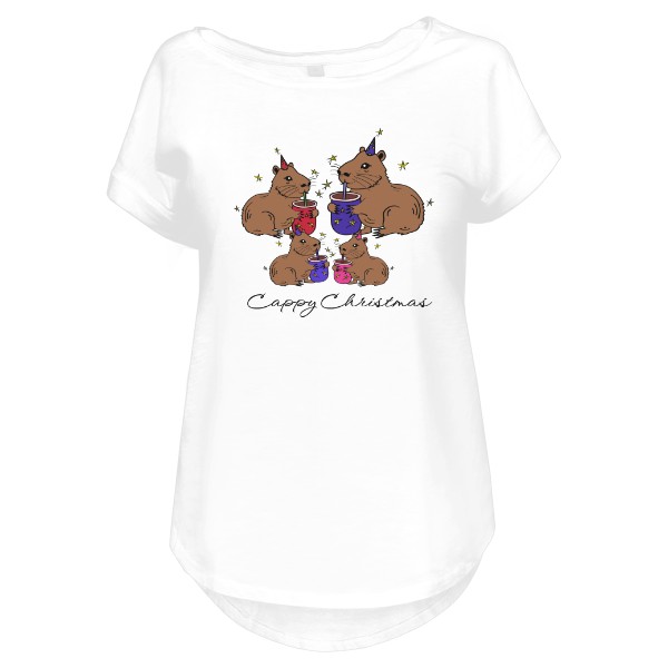 Tričko s potiskem Cappy Christmas Capybara family - woman