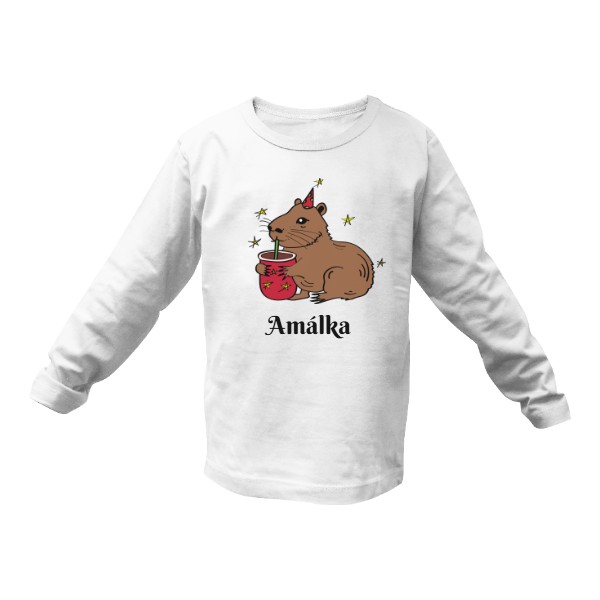 Tričko s potiskem Capybara vánoční