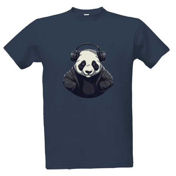 Tričko s potiskem Medvídek panda se sluchátky