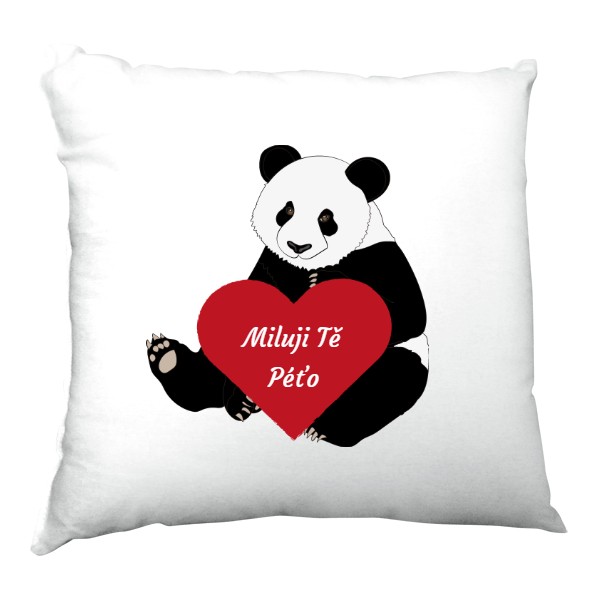 Polštář saténový s potiskem Polštář Panda Miluji Tě se jménem