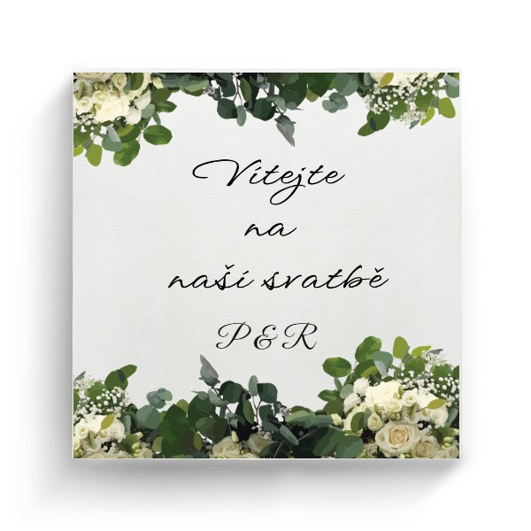 Svatební uvítací tabule - Eukalyptus a bílé růže 2