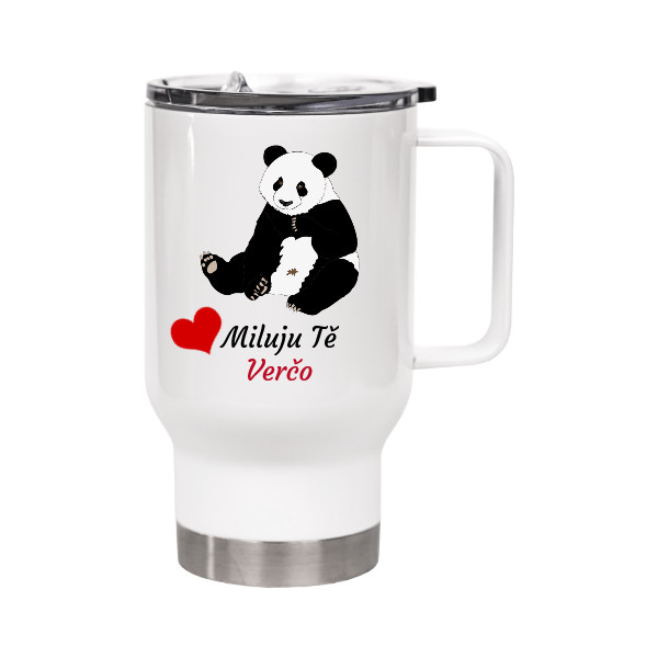 Cestovní nerezový hrnek s potiskem Termohrnek panda Miluji Tě